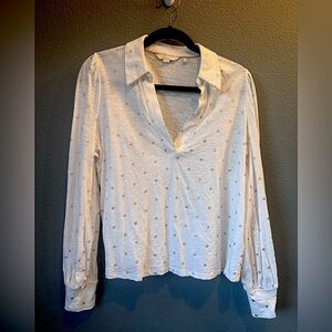 Boden Women's Tunic in Ivory & Gold Metallic Flowers